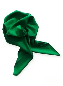 Esarfa Dama, tip Batic, Forma Patrata, Uni, Matase si Vascoza, Emerald Green, 70x70cm, Verde