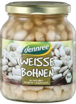 Fasole alba ecologica la borcan, 340g, Dennree