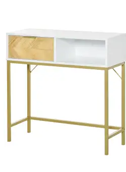 HOMCOM comoda din lemn, 80 x 30 x 80.5 cm, alb si auriu | Aosom Romania