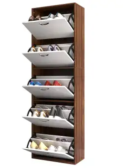 HOMCOM Dulap pentru Pantofi cu 5 Sertare pentru 30 Perechi de Pantofi, 60x28x189 cm, Maro | Aosom Romania