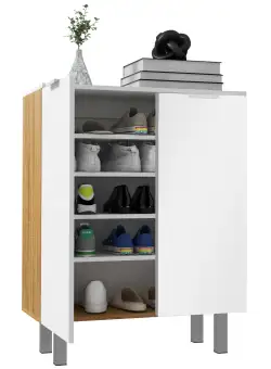 HOMCOM Dulap pentru Pantofi, Dulap pentru Pantofi cu Rafturi Reglabile și Închidere Moale, 76x33.5x95 cm, Alb Lucios | Aosom Romania