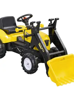 HOMCOM Excavator cu Pedale pentru Copii de 3 Ani cu Cupă Frontală și Volan, 114x41x52 cm, Galben | Aosom Romania