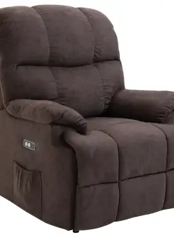 HOMCOM Fotoliu Electric cu Mecanism de Ridicare, Fotoliu Rabatabil cu Asistență la Ridicare, 80x97x104 cm, Maro | Aosom Romania