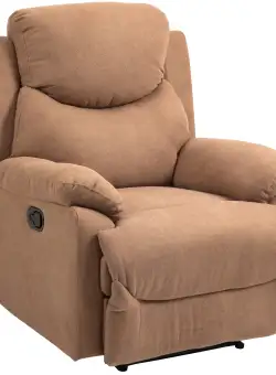 HOMCOM Fotoliu Ergonomic din Țesătură, Fotoliu Rabatabil până la 150° cu Suport pentru Picioare, 93x88x102 cm, Maro Închis | Aosom Romania