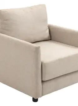 HOMCOM Fotoliu Modern din Țesătură Efect de In, Căptușit, cu Buzunar Interior, Confortabil, 80x85x88cm, Bej | Aosom Romania