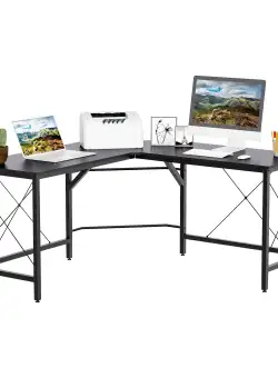 HOMCOM masa birou, forma de L, 150x150x76cm, neagra | Aosom Romania