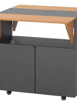 HOMCOM Masă Pliabilă pentru Bucătarie cu Dulap de Depozitare, 70x83x75 cm, Gri | Aosom Romania