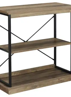 HOMCOM Raft Bibliotecă Stil Industrial, Panouri MDF și Cadru Metalic, 80x36x81.3cm, Maro | Aosom Romania