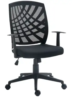 HOMCOM Scaun de Birou Ergonomic cu Înălțime Reglabilă, Scaun de Birou Pivotant din Țesătură Respirabilă, 58x56x106.5 cm, Negru | Aosom Romania