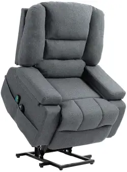 HOMCOM Scaun Rabatabil, Canapea cu Masaj prin Vibrații și Căldură, Scaun de Ridicare cu Telecomandă, 97x90x102 cm, Gri