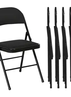 HOMCOM Set 6 Scaune Pliabile, Scaune Moderne cu Perne din Poliester pentru Acasă și Birou, 45x46x78 cm, Negru | Aosom Romania