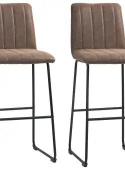 HOMCOM Set de 2 Scaune de Bar, Scaune Moderne pentru Bar, Tapițate cu Piele Ecologică, Spătar și Picioare de Oțel, 44x50x109 cm, Maro | Aosom Romania