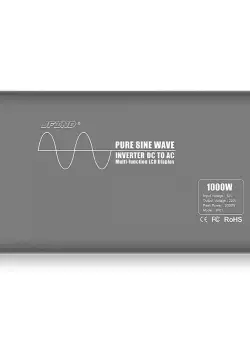 Invertor de putere cu undă sinusoidală pură Techstar®, DC 12V la AC 220V, Afișaj LCD, 1000w, Pretabil Rulota, Autorulota, Camper, Barca, Casa independenta, Testat Osciloscop