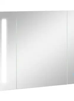 Kleankin Dulap de Baie LED cu Oglindă, 3 Uși și Rafturi Reglabile, Organizator de Depozitare Reglabil, 90x15x65 cm, Alb | Aosom Romania