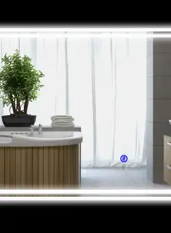 Kleankin Oglindă LED pentru Baie cu Rama din Aluminiu, 3 Temperaturi de Culoare, Memorie, 90x70cm | Aosom Romania