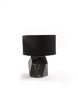 Lampa cu baza ceramica, MARBLE, diametru 20 cm, inaltime 34 cm, negru