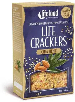 Lifecrackers cu seminte de chia si canepa raw Bio, 90g, Lifefood