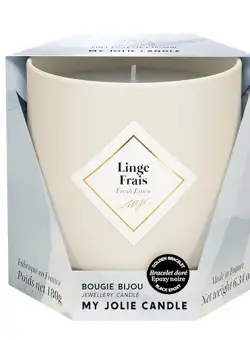 Lumanare parfumata My Jolie Candle Les Essentielles Fresh Linen 180g + bratara aurie cu decor negru