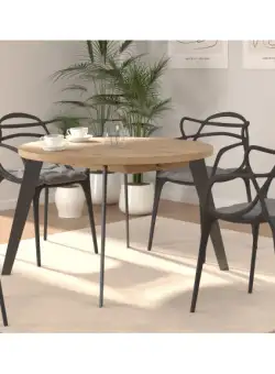 Masa Rotunda Extensibila Tabia Stejar Artisan Si Negru, 110/155 Cm