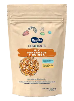 Mix de naut arahide migdale si quinoa invelita in ciocolata, 150g, Manitoba