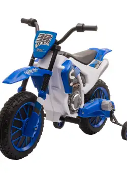 Motocicleta Cros Electrica HOMCOM pentru Copii 3-5 ani, Baterie 12V Reincarcabila, Rotite Detasabile, Albastru inchis 106,5x51,5x68cm | Aosom Romania