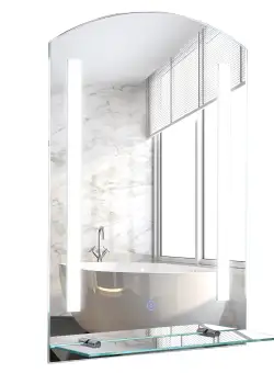 Oglinda de Baie cu Lumina LED cu Comutator Touch si Etajera din Sticla Kleankin | Aosom Romania