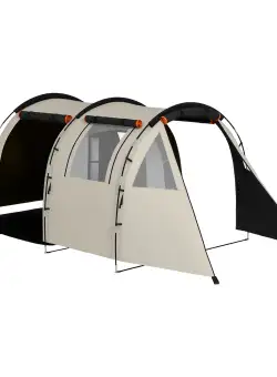 Outsunny Cort de Camping pentru 4-5 Persoane cu Capac Blackout, Cort Tunel Impermeabil cu Geantă de Transport, 460x230x180 cm, Kaki | Aosom Romania