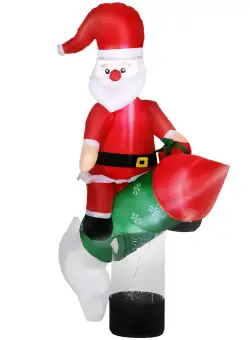 Outsunny, Decoratiune gonflabila Mos Craciun de 1,8 m, decoratiune de curte cu LED pentru exterior | Aosom Romania