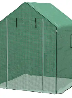 Outsunny Husa de Rezerva PE pentru Sera Calda 140x143x190cm cu Usa Rulabila Ferestre Plasa Verde | Aosom Romania