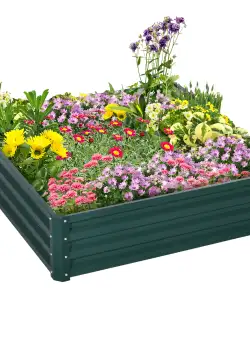Outsunny Pat de Gradina Suprainaltat Galvanizat Cadru din Otel pentru Cultivare Legume Flori 120x120x30cm Rezistent la Intemperii | Aosom Romania