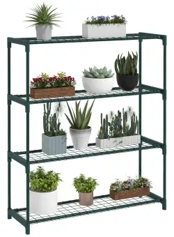 Outsunny Raft de Colț pentru Plante pe 4 Nivele, Suport Lemn pentru Expunerea Ghivecelor, Ideal Cameră sau Balcon | Aosom Romania