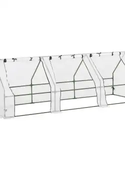 Outsunny Seră de Grădină Tip Tunel din PE pentru Cultivarea Plantelor și Florilor, cu Uși cu Fermoar, 270x90x90 cm, Alb | Aosom Romania