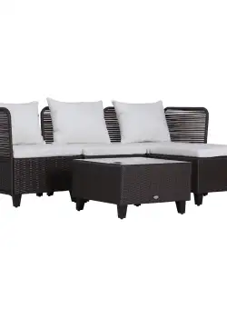 Outsunny Set Mobilier Gradina pentru Exterior cu 5 piese Canapea Masuta Pouf din Ratan Sintetic 65x65x73cm Culoare Maro| Aosom.ro | Aosom Romania