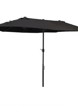 Outsunny Umbrelă Dublă de Grădină cu Manivelă Oțel și Poliester Rezistent, 460x270x240cm, Negru | Aosom Romania