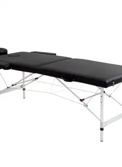 Pat de Masaj Pliabil HOMCOM cu Geantă de Transport, din Lemn, Portabil și Rezistent, Negru | Aosom România