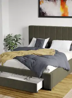 Pat Tapitat Adam cu somiera si sertar Verde inchis - Eden 12