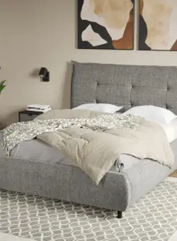 Pat Tapitat Axel cu somiera fixa Gri - Eden 18 140x200