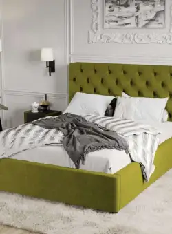 Pat Tapitat Catifea Riviera cu somiera fixa Verde deschis - Riviera 36 140x200