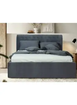 Pat Tapitat Cu Somiera Rabatabila Paris, Gri Inchis, Dimensiune Saltea 180 x 200 Cm