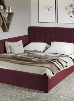 Pat Tapitat de colt Rivo cu somiera fixa Verde inchis - Eden 12 180x200