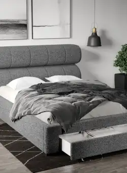 Pat Tapitat Galileo cu somiera si sertar Gri - Coral 75