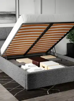 Pat Tapitat pentru saltea de 190 Galileo rabatabil cu lada Gri - Coral 75 140x190