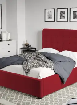 Pat Tapitat Rivo cu somiera fixa Visiniu - Riviera 61 160x200