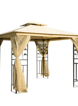 Pavilion de gradina de lux Outsunny 3x3 m, galben | Aosom Romania