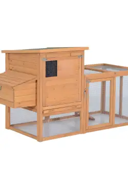 PawHut Cuibar Cusca pentru Gaini de Externo cu Zona pentru Alergat si Cuib in Lemn | Aosom Ro