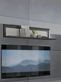 Polita Cuantico Alb, Beton Optic Gri Inchis Si Alb Super Lucios, 132.9 Cm