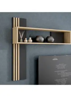 Raft De Perete Suspendat Jeremix, Stejar Mauvella Si Negru Mat, 130 Cm