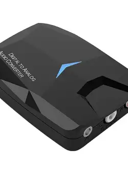 Resigilat Convertor Audio Digital la Analog Techstar® M24, Compatibil Bluetooth 5.0, Cablu audio optic la RCA, Negru