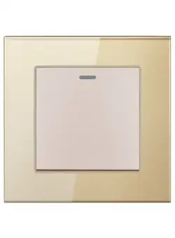 Resigilat Intrerupator Cap Scara Cu Panou din Sticla Securizata Techstar® TGS 01, 220V, 16A, 86 x 86 mm, Auriu, cu 1 Modul