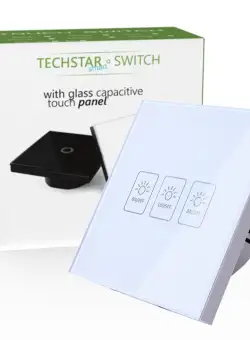 Resigilat Intrerupator Touch Techstar® TG02, Sticla Securizata, Design Modern, Iluminare LED, 3 Faze, Alb